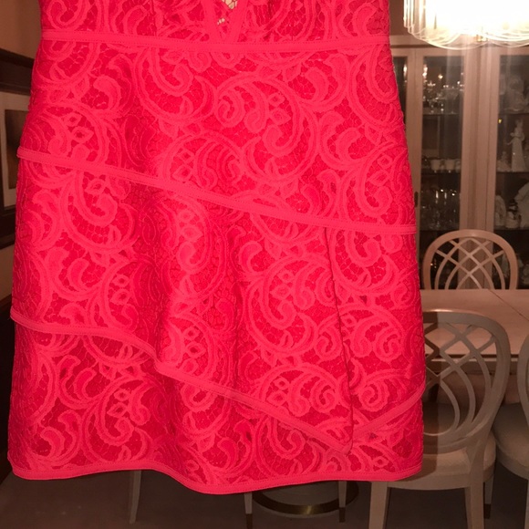 BCBGMAXAZRIA Red Mini Lace Dress - Picture 5 of 8